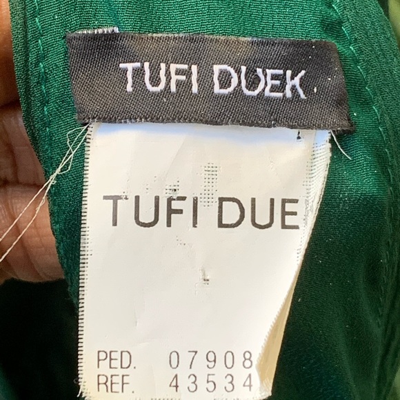 TUFI DUEK Green Silk T-Back Sleeveless Dress 100% Silk Lined - Picture 7 of 8